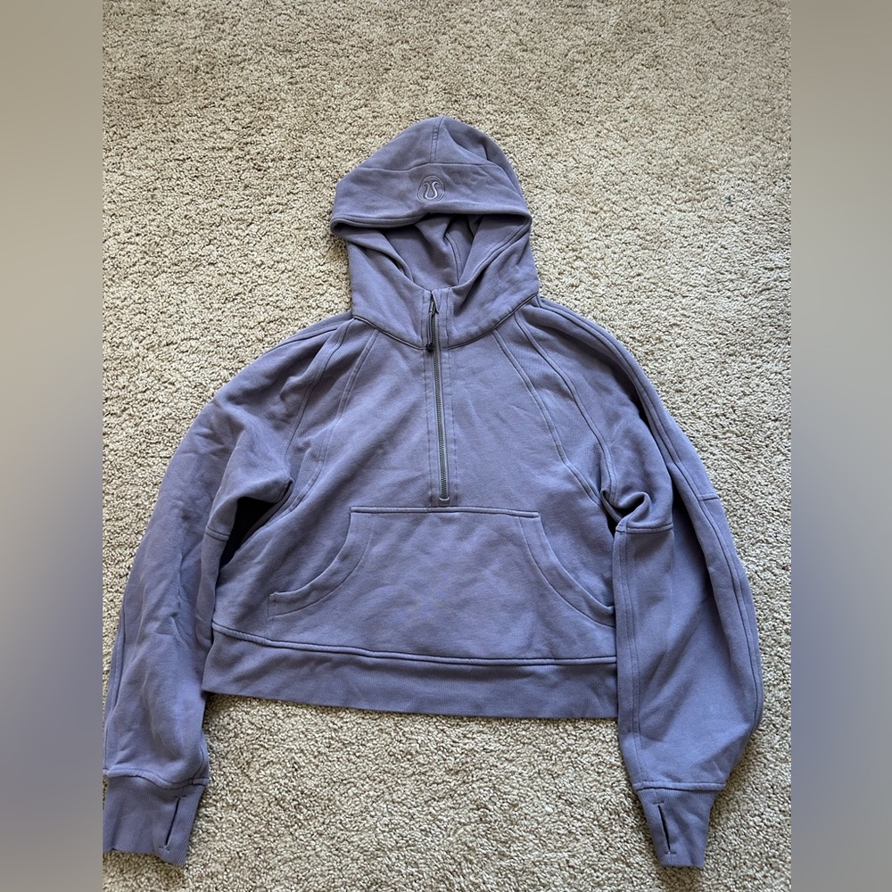 Lululemon Scuba Half Zip Cropped Hoodie in Dusky Lavender